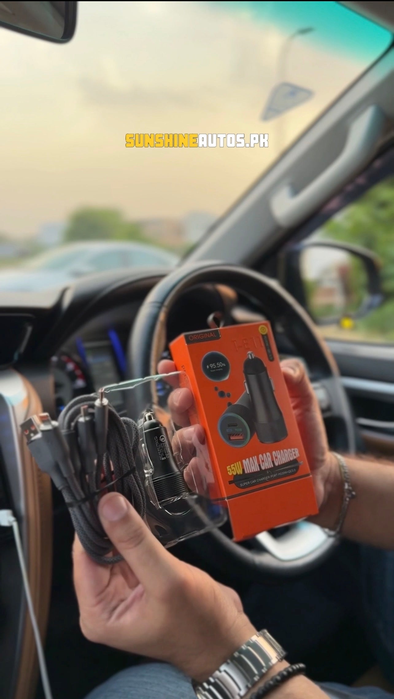 Ultra Charge 55W Car Charger with 3-in-1 Cable