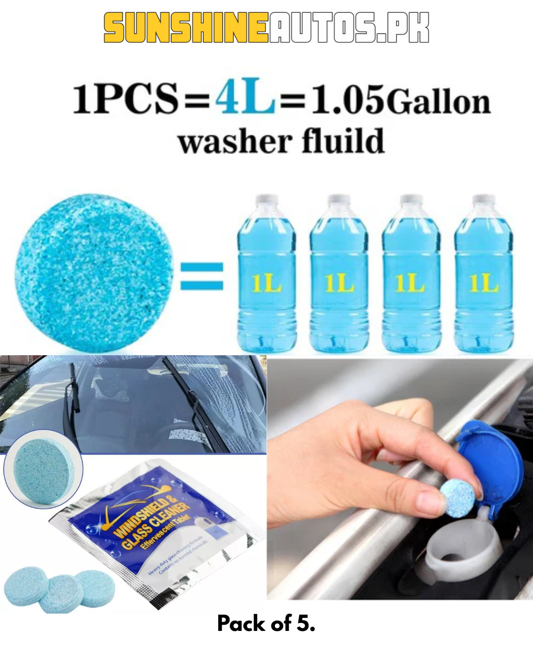 Windshield Washer Tablets (Pack of 5)